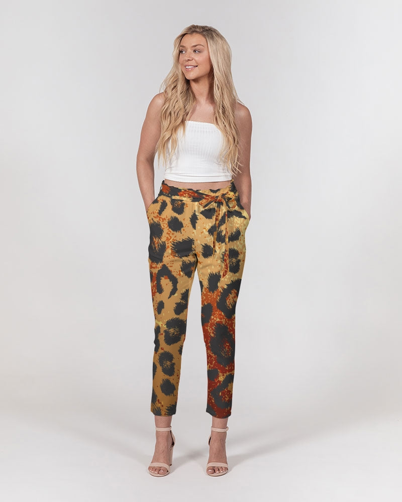 Jaguar Women's All-Over Print Belted Tapered Pants