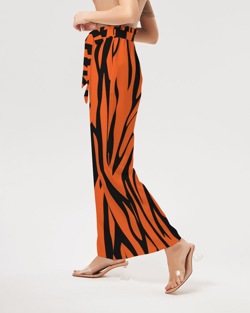 Tiger Women's All-Over Print High-Rise Wide Leg Pants