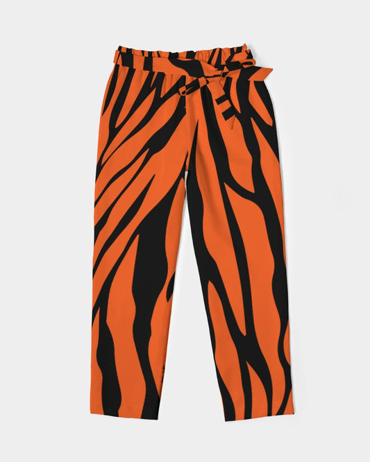 Tiger Women's All-Over Print Belted Tapered Pants