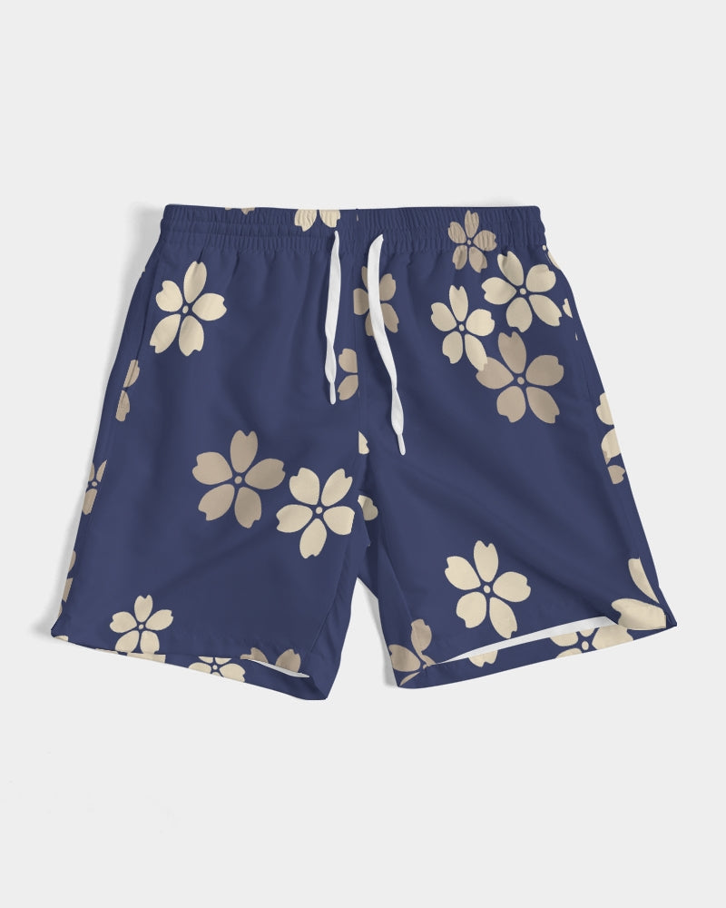 Blue Blossoms Men's All-Over Print Swim Trunk