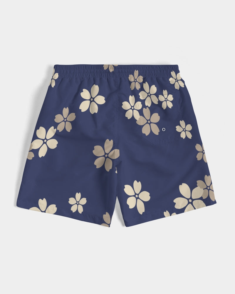 Blue Blossoms Men's All-Over Print Swim Trunk