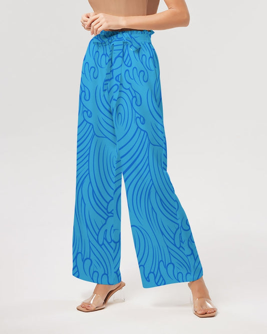 Waves Women's All-Over Print High-Rise Wide Leg Pants