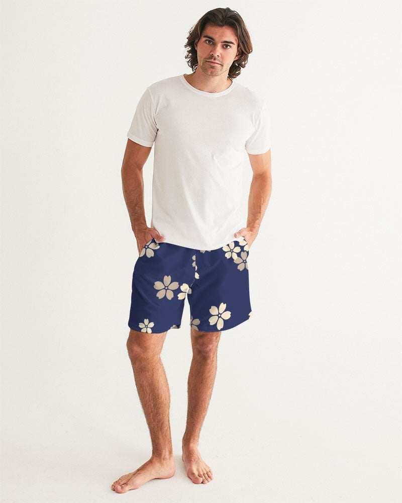 Blue Blossoms Men's All-Over Print Swim Trunk