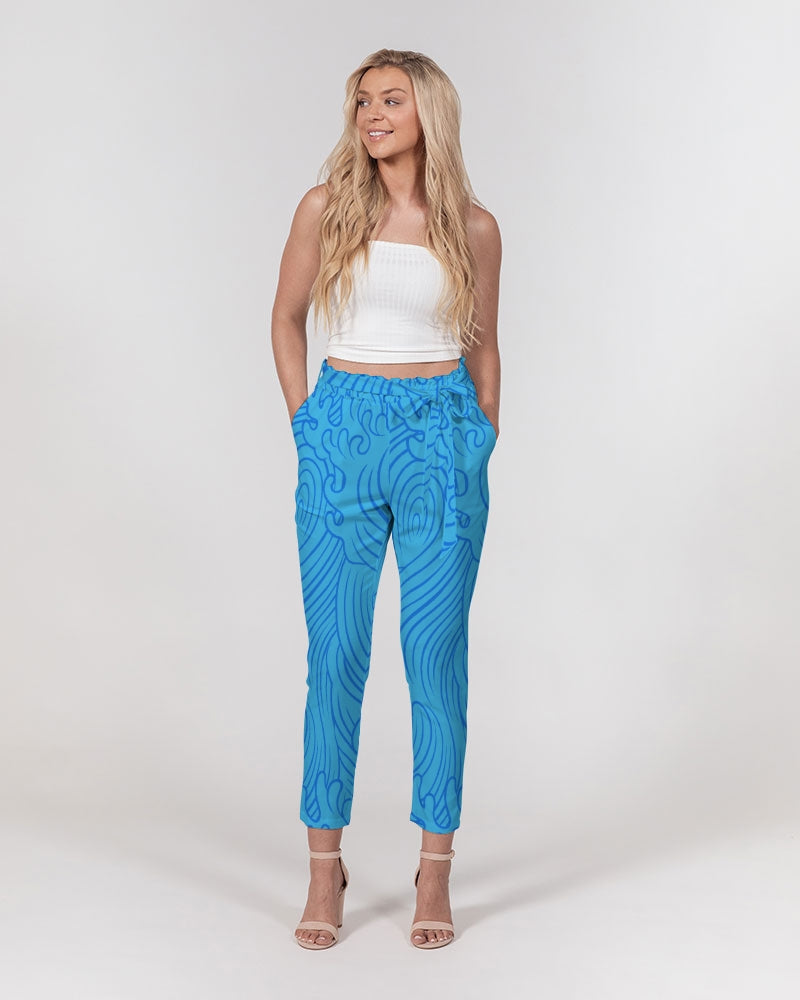 Waves Women's All-Over Print Belted Tapered Pants