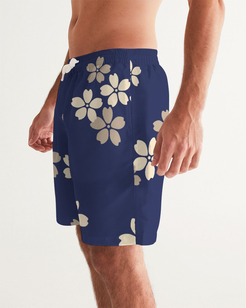 Blue Blossoms Men's All-Over Print Swim Trunk