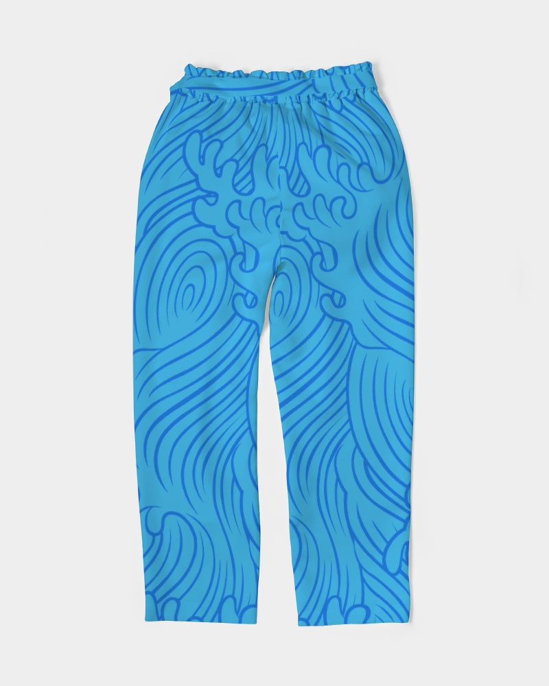 Waves Women's All-Over Print Belted Tapered Pants