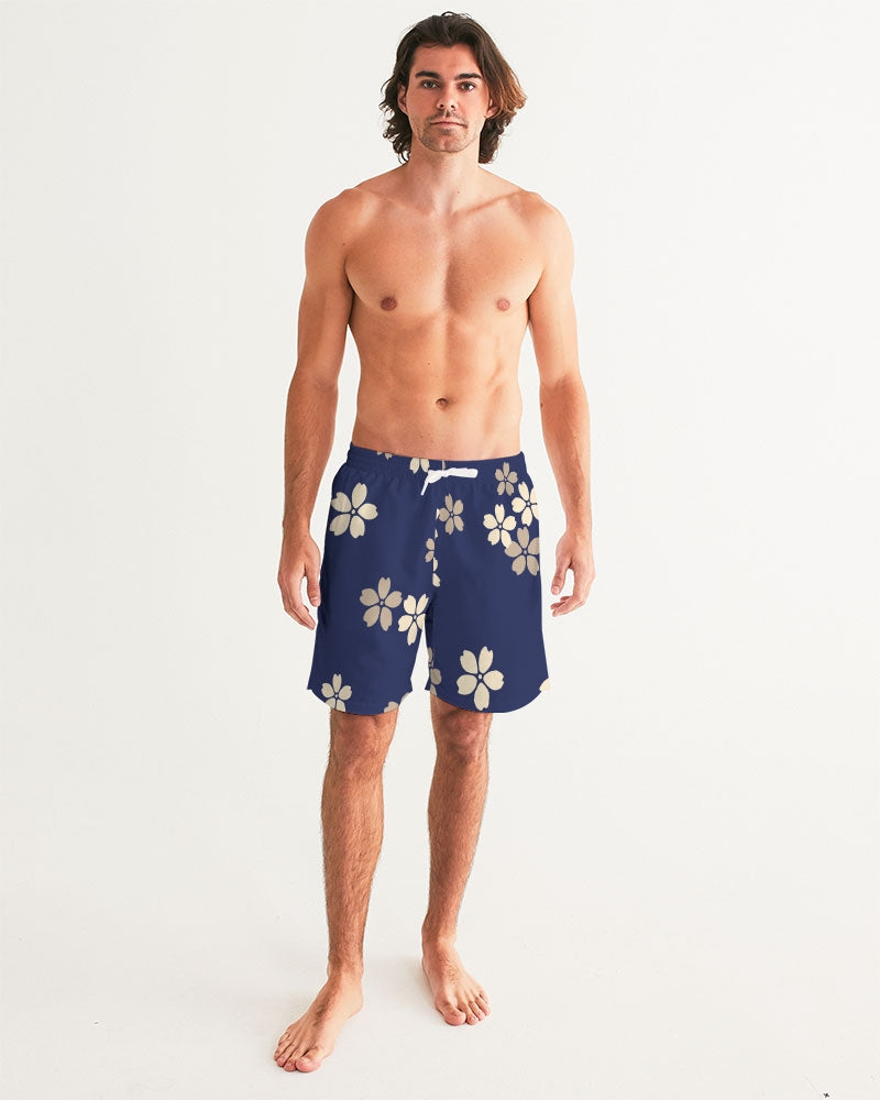 Blue Blossoms Men's All-Over Print Swim Trunk