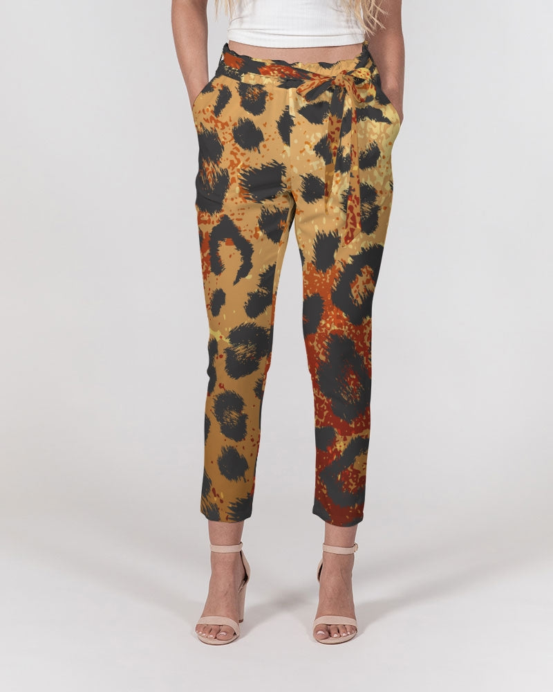 Jaguar Women's All-Over Print Belted Tapered Pants