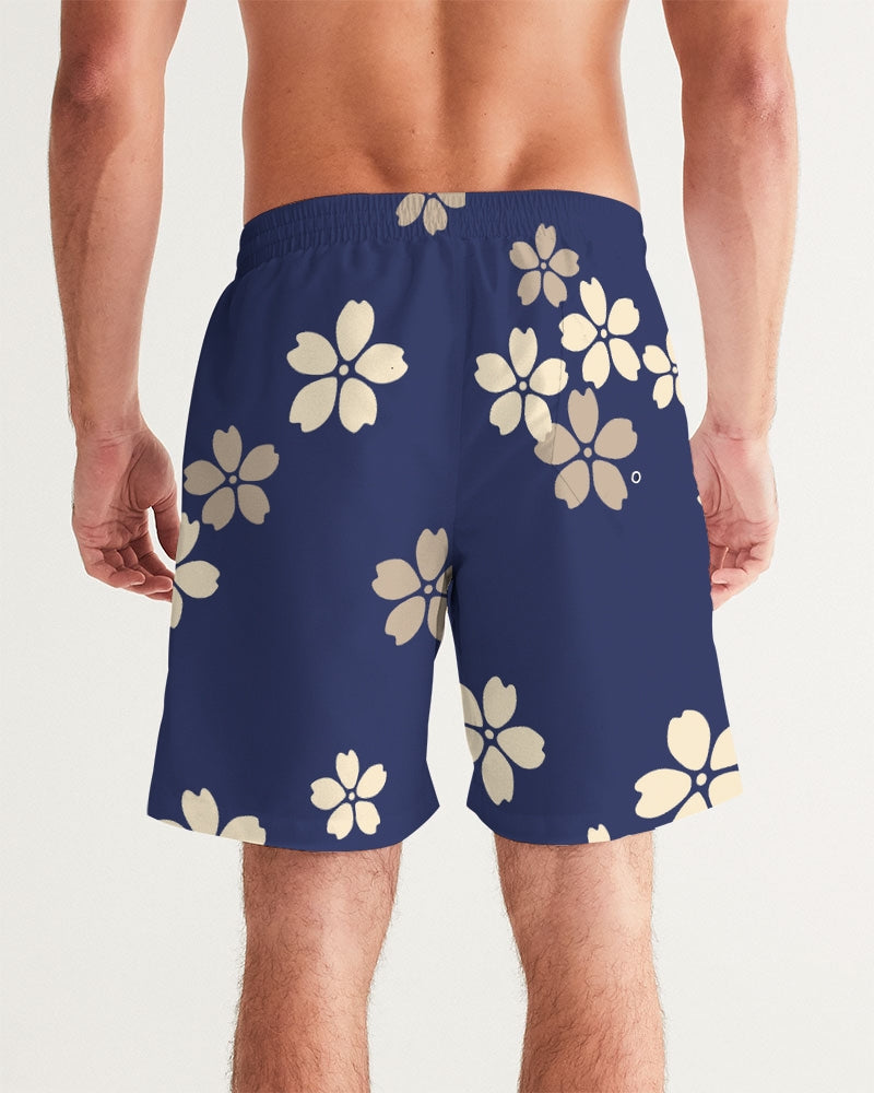 Blue Blossoms Men's All-Over Print Swim Trunk