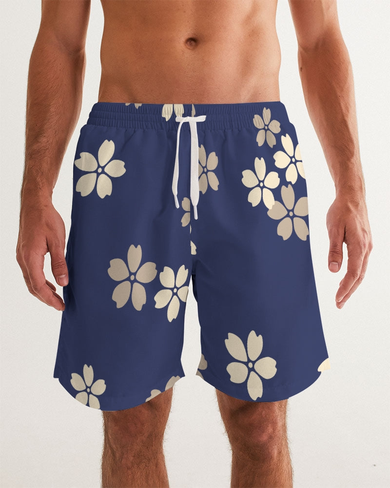 Blue Blossoms Men's All-Over Print Swim Trunk