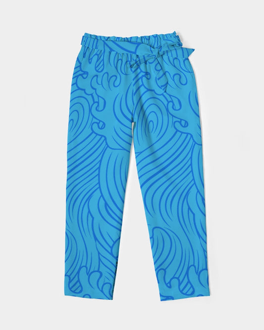 Waves Women's All-Over Print Belted Tapered Pants