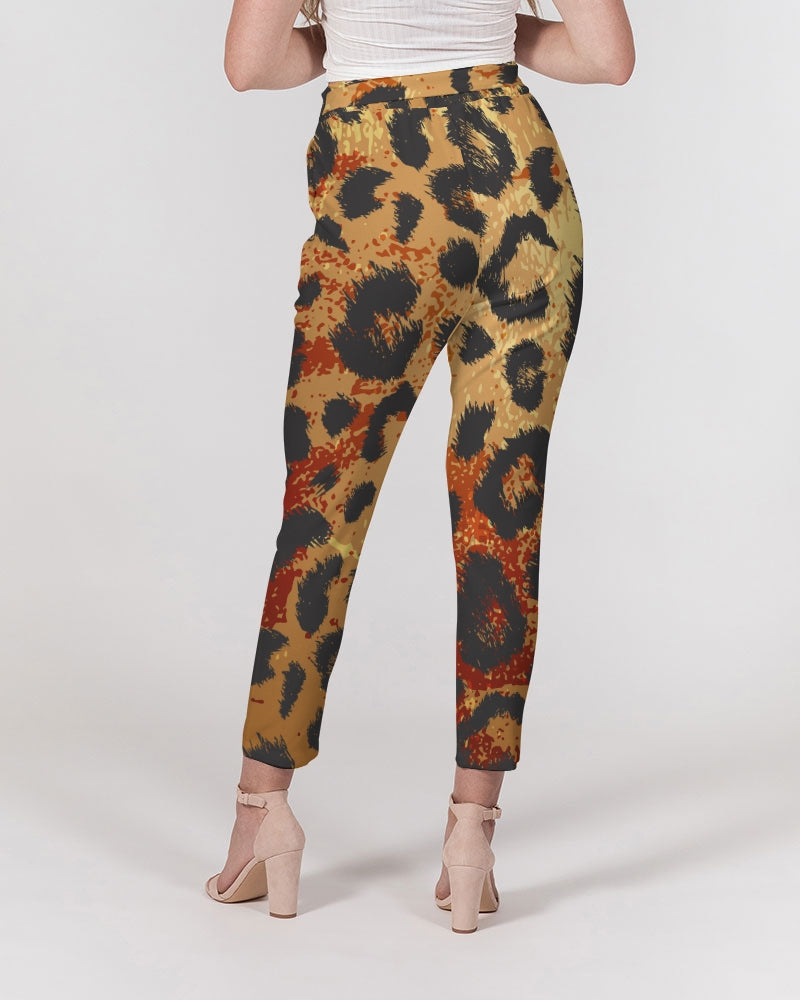 Jaguar Women's All-Over Print Belted Tapered Pants